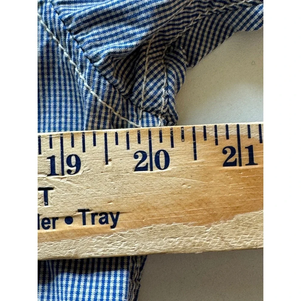 Scotch & Soda Mens Blue‎ Gingham Western Pearl Snap Shirt Graphic Back Large